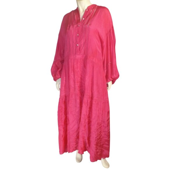 & OTHER STORIES Dress, M, HOT PINK, Midi, Slip, Ladder Cutouts, Long sleeves - Picture 5 of 13